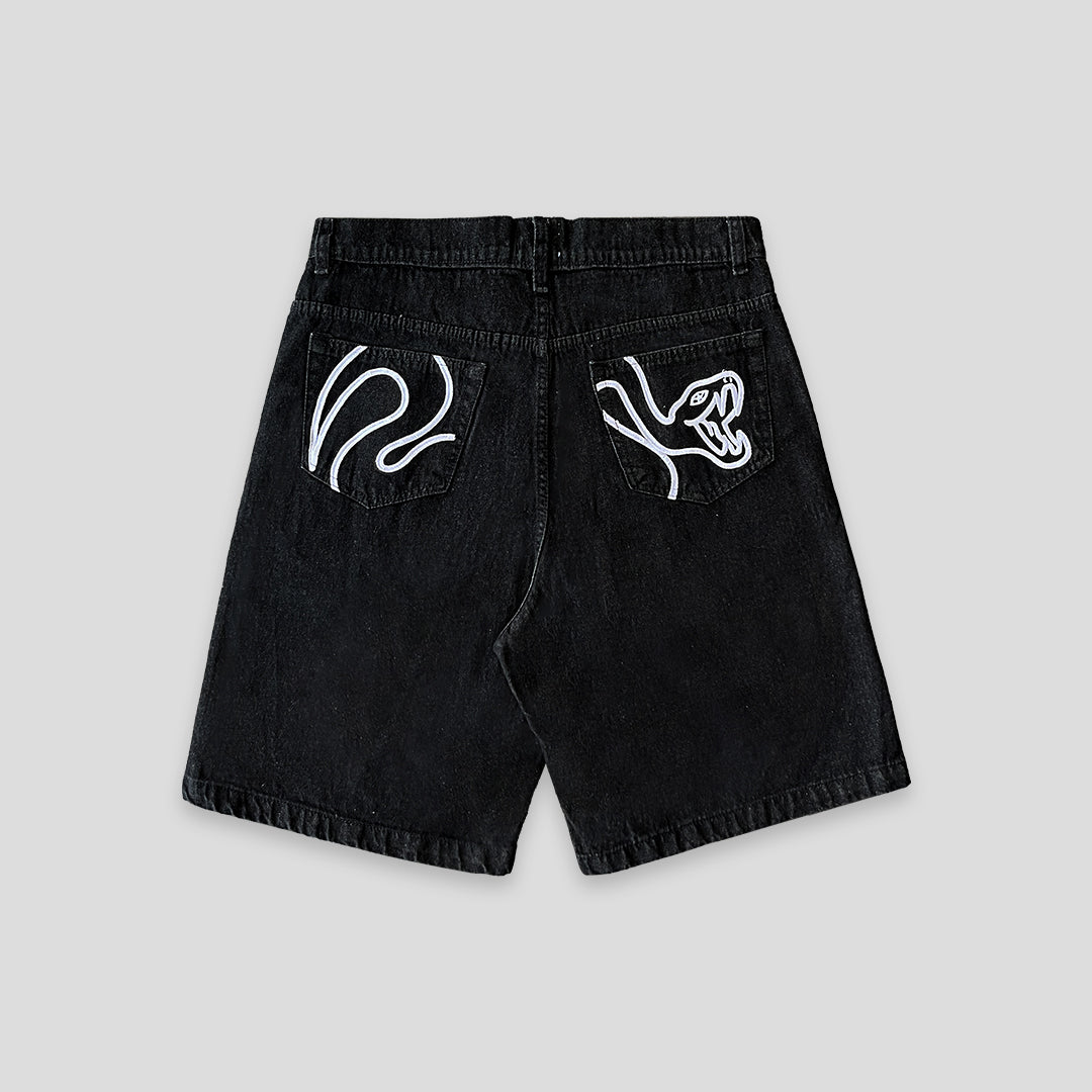 S-NAKE DENIM JORT - BLACK